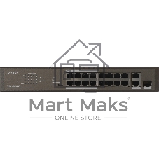 Коммутатор Tenda TEF1118P-16-150W, 16×100 Мбит/с PoE + 2×1 Гбит/с Uplink + 1×1 Гбит/с SFP, неуправляемый