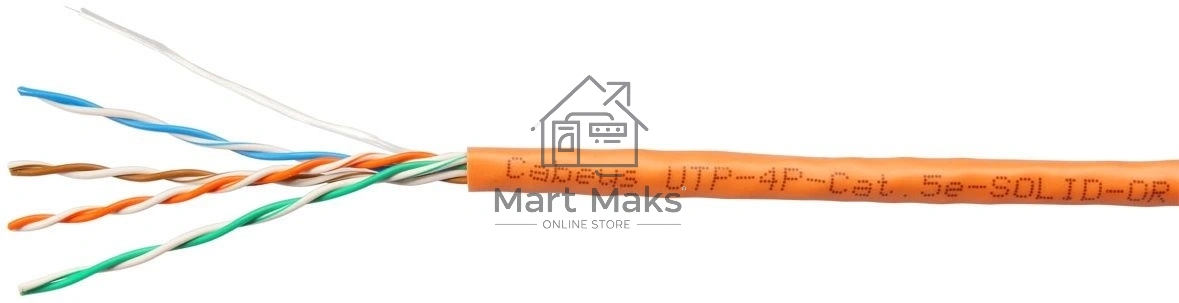 Кабель информационный Cabeus UTP-4P-CAT.5E-SOLID-OR кат.5E U/UTP 4 пары 24AWG PVC внутренний 305м оранжевый