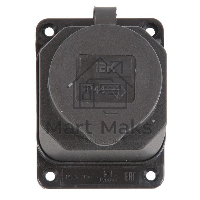 Розетка кабельная наружной установки IР44 16А 2Р+E каучук ОМЕГА IEK PKR11-016-2-K02