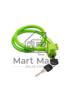 Тросовый замок взломостойкий для велосипедов и колясок с ключом Четыре сезона 65 см зеленый 79-0363