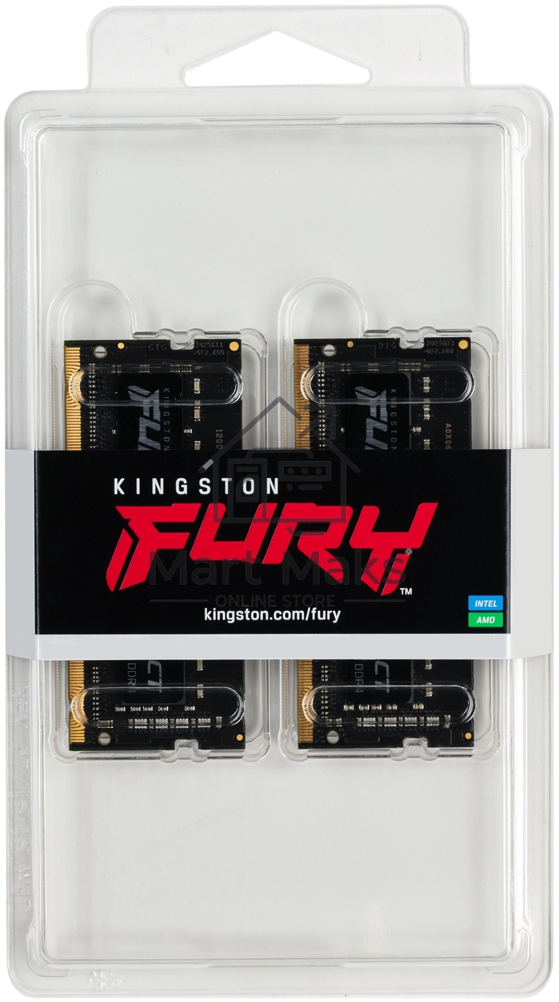 Оперативная память Kingston Fury Impact, DDR4, 16GB (2x8GB), 3200MHz, CL20, SO-DIMM