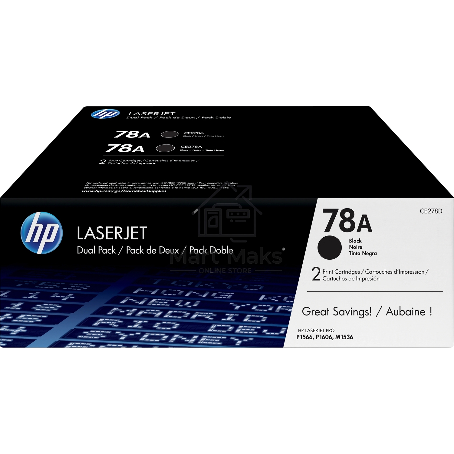 Картридж лазерный двойная упаковка HP CE278AF/CE278AD черный для LJ 1566/1606dn/1536dnf (2 х 2100 стр)