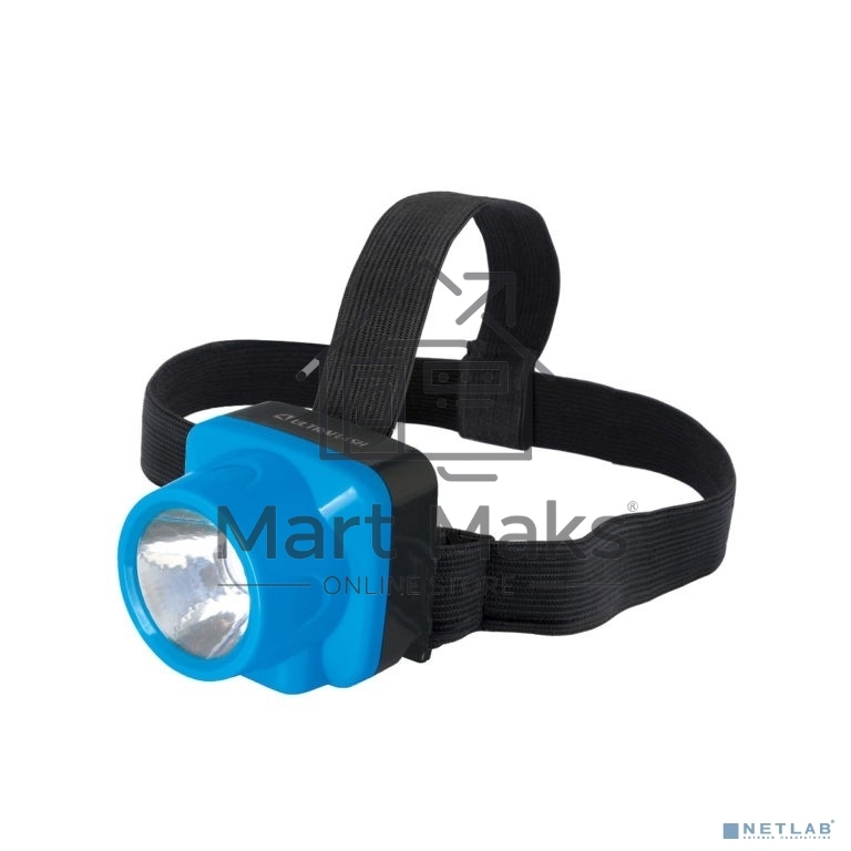Фонарь налобный аккумуляторный LED5375 220В 0.4Вт LED 2 реж. пластик голуб. Ultraflash 14252