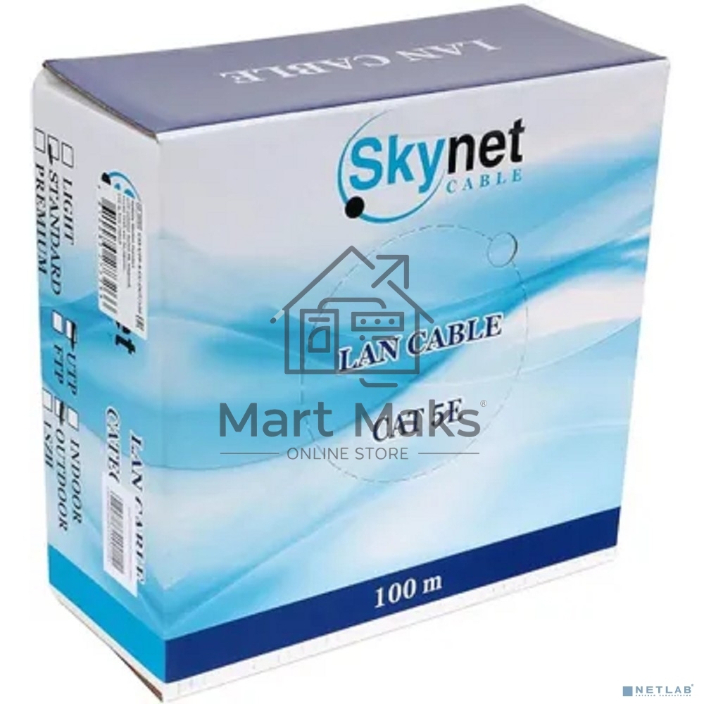 Кабель SkyNet Standart UTP outdoor 4x2x0,48, медный, FLUKE TEST, кат.5e, однож., 100 м, box, черный CSS-UTP-4-CU-OUT/100