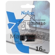 Флешка USB Netac U197 (NT03U197N-016G-20BK), 16Gb, USB 2.0, R/W 25/10, черный/красный