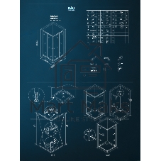 Душевой уголок BAU Stil квадратный с поддоном 80x80х195, прозрачное закаленное стекло с черным рисун