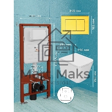 Комплект BAU 6 в 1: усиленная инсталляция BAU IDEAL, унитаз подвесной безободковый Bau Stil Hurricane, быстросъемное тонкое сиденье дюропласт микролифт, клавиша BAU Light, нерж. сталь золото