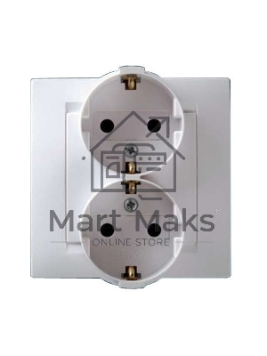 Розетка 2-м СП Simon15 с заземл. бел. Simon 1590459-030