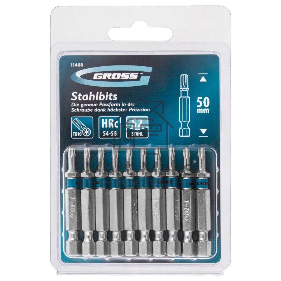 Набор бит TORX 10х50, сталь S2, 10 шт. Gross