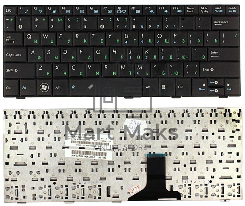 Клавиатура для ноутбука Asus Eee PC 1005HA 1008HA 1001HA 1001px черная