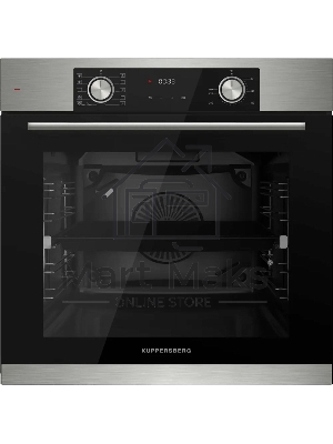 Встраиваемый духовой шкаф Kuppersberg HF 610 BX 60 см, 80 л, 10 режимов, эмаль легкой очистки, поворотные переключатели, телескопические направляющие на 1 уровне, черный - нержавеющая сталь
