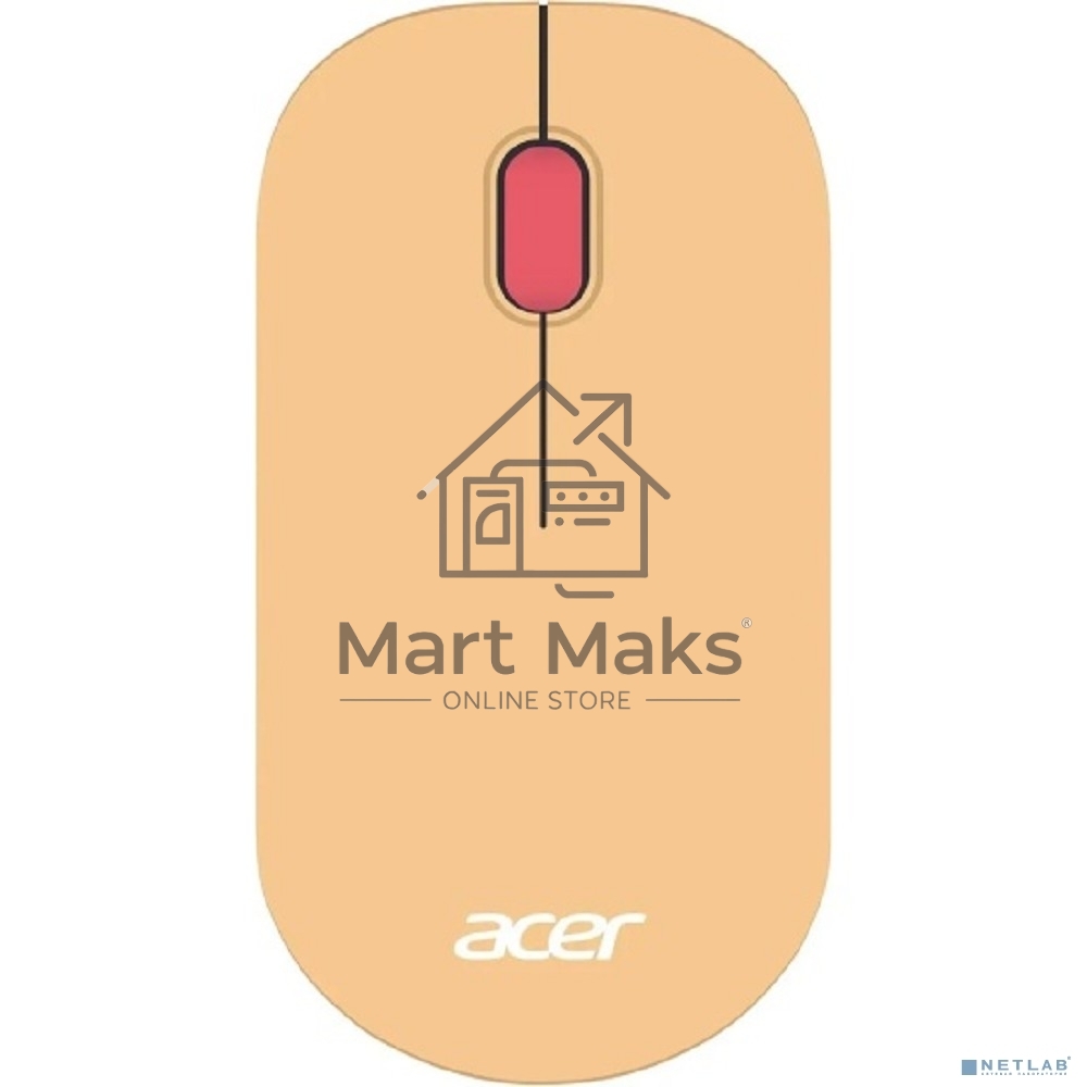 Мышь беспроводная Acer OMR205 бежевый/розовый, 1200 dpi, радиоканал, USB, кнопки - 3