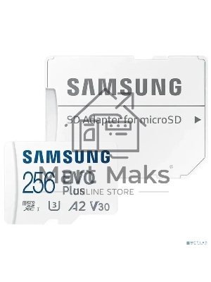 Флеш карта microSDXC 256Gb Samsung EVO Plus Class 10, A2, V30, UHS-I (U3), W 90 МБ/с, R 160 МБ/с, MB-MC256SA/KR адаптер на SD