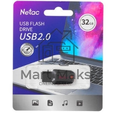 Флешка USB Netac U197 (NT03U197N-032G-20BK), 32Gb, USB 2.0, R/W 25/10, черный/красный