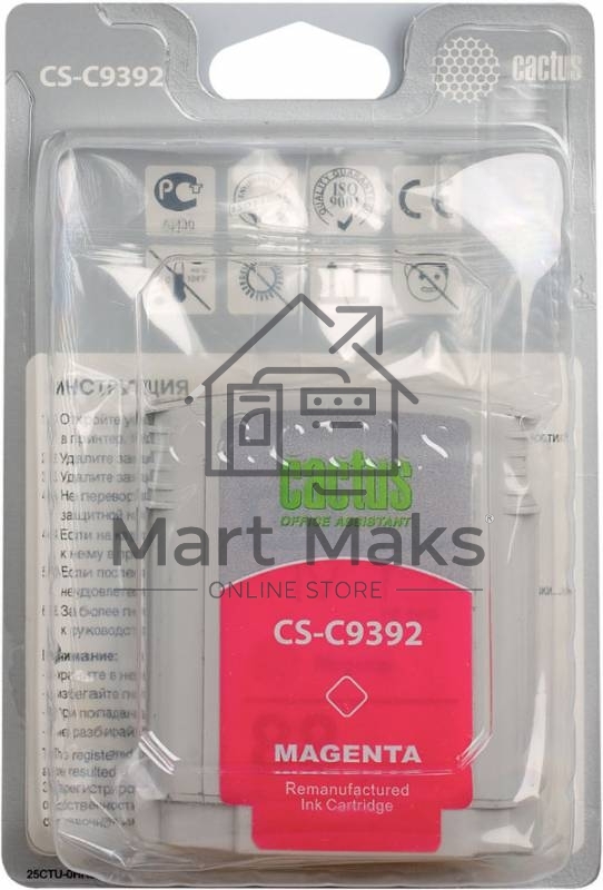 Картридж струйный Cactus CS-C9392 №88 пурпурный (29 мл.) для HP Officejet Pro K550