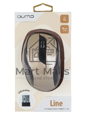 Мышь беспроводная Qumo Office Line M64 золотистый, 1600 dpi, радиоканал, USB, кнопки - 6