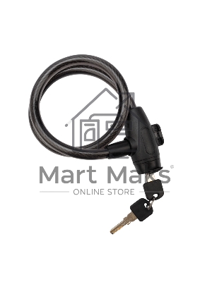 Тросовый замок взломостойкий для велосипедов и колясок с ключом Четыре сезона 65 см черный 79-0366