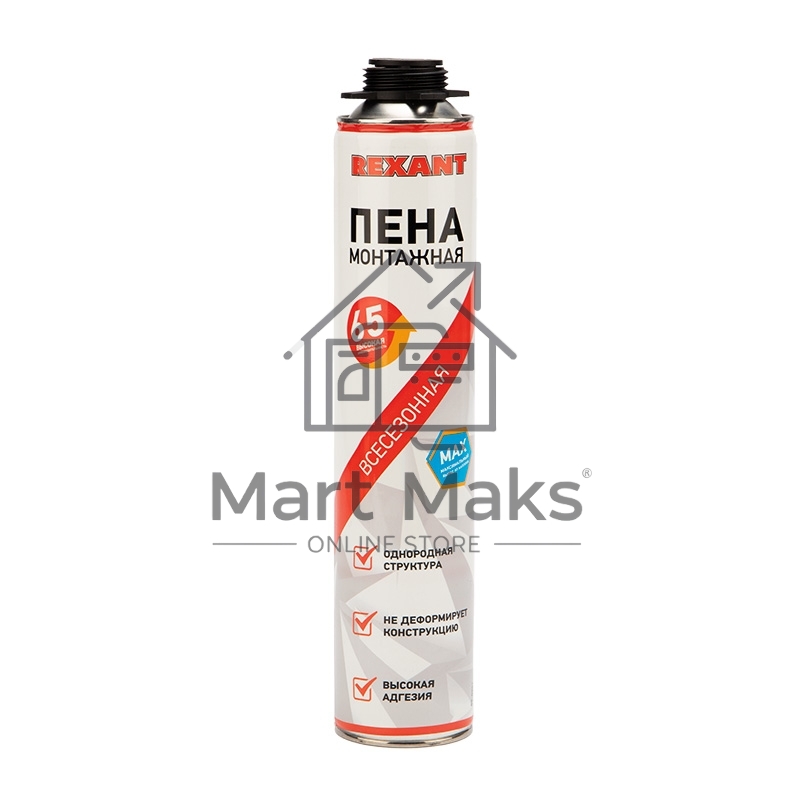 Пена монтажная всесезонная для пистолета 65 л Rexant max