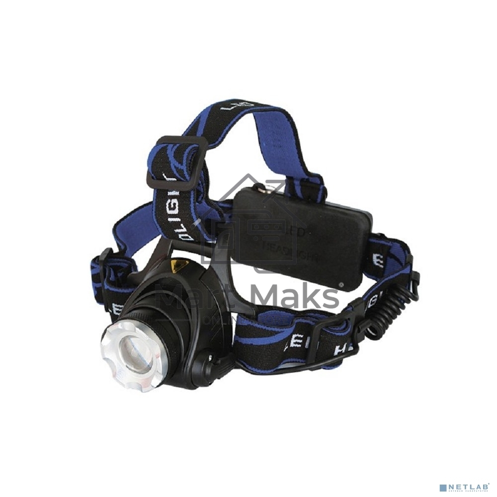 Фонарь Ultraflash E150 налоб акку 220В, черный, CREE 3 Ватт, фокус, 2 ак 3 реж, пласт, бокс 12188