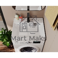 Раковина над стиральной машиной BAU Cerama 60х60, литьевой мрамор в комплекте с кронштейнами и выпус