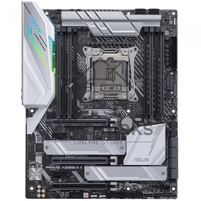 Материнская плата ASUS PRIME X299-A II, LGA 2066, Intel X299, 8xDDR4, 8xSATA, 3xM.2, 1xPCIe 3.0 x8, 2xPCIe 3.0 x16, 2xPCIe x1, 1x 1Gb LAN, 1xUSB 3.2 Gen 2, 2xUSB 3.2 Gen 1, 2xUSB 2.0, 5x3.5 мм, 7.1, ATX
