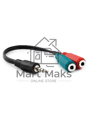 Кабель аудио сигнала Gembird Jack3.5 4pin->Jack3.5 стерео + 3.5 микрофон моно, длина 20с, черный