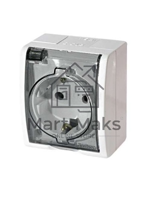 Розетка 1-м ОП Simon15 с защ. крышкой с заземл. IP54 белый Simon 1594445-030