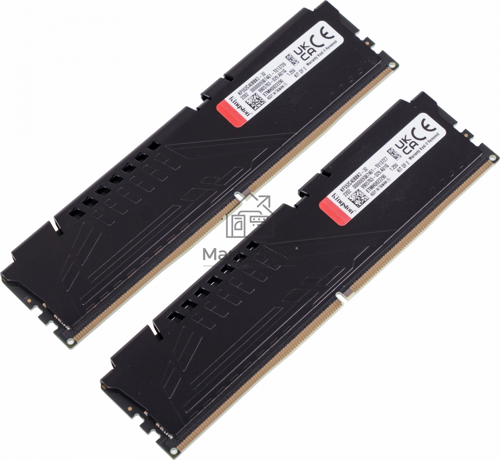 Оперативная память Kingston Fury Beast, DDR5, 32GB (2x16GB), 5200MHz, CL40, DIMM, радиатор, черный