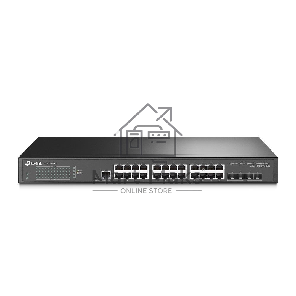 Коммутатор TP-Link JetStream™ 24-port Pure-Gigabit L2+ Managed Switch, 24 10/100/1000Mbps RJ45, 4*10G SFP+ Slots