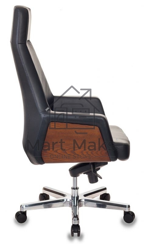 Кресло руководителя Бюрократ _ANTONIO/BLACK черный кожа крестовина алюминий