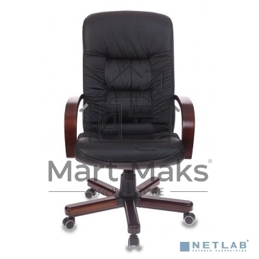 Кресло руководителя Бюрократ T-9908/WALNUT черный, кожа, крестовина металл