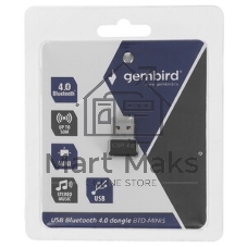 Адаптер Bluetooth Gembird, BTD-MINI5, ультратонкий корпус, v.4.0, 50 метров, до 24 Мбит/сек, USB