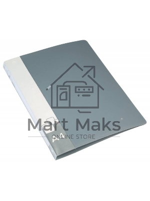 Папка на 2-х кольцах Бюрократ -0812/2RGREY A4, пластик, 0.8мм корешок 40мм, внутренний и торцевой карман, серый