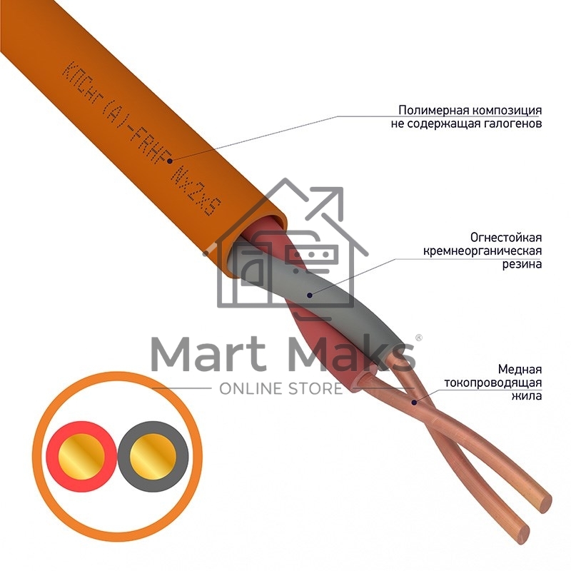 Кабель огнестойкий Rexant КПСнг(А)-FRHF 1x2x0,50 мм², бухта 200 м