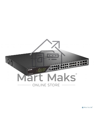 Сетевой коммутатор Smart L2 Surveillance Switch 24х1000Base-T PoE (8 PoE ports 802.3bt 90W), 4xCombo 1000Base-T PoE/SFP, PoE Budget 518W, Long-range PoE up to 250m