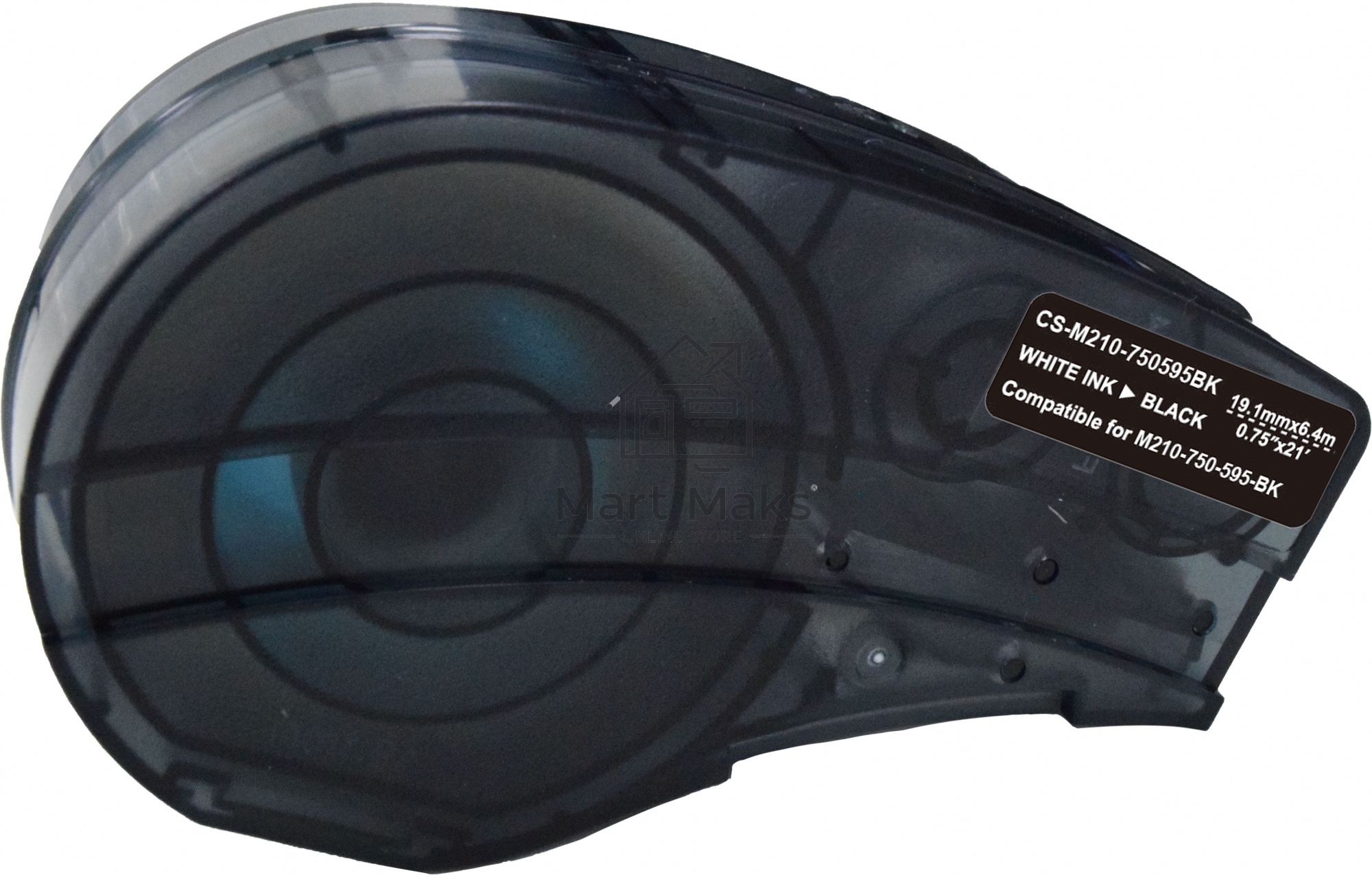 Картридж ленточный Cactus CS-M210-750595BK (M210-750-595-BK) белый шрифт, черный фон (19.1 мм, 6.4 м) для Brady M210/M211/M210-LAB