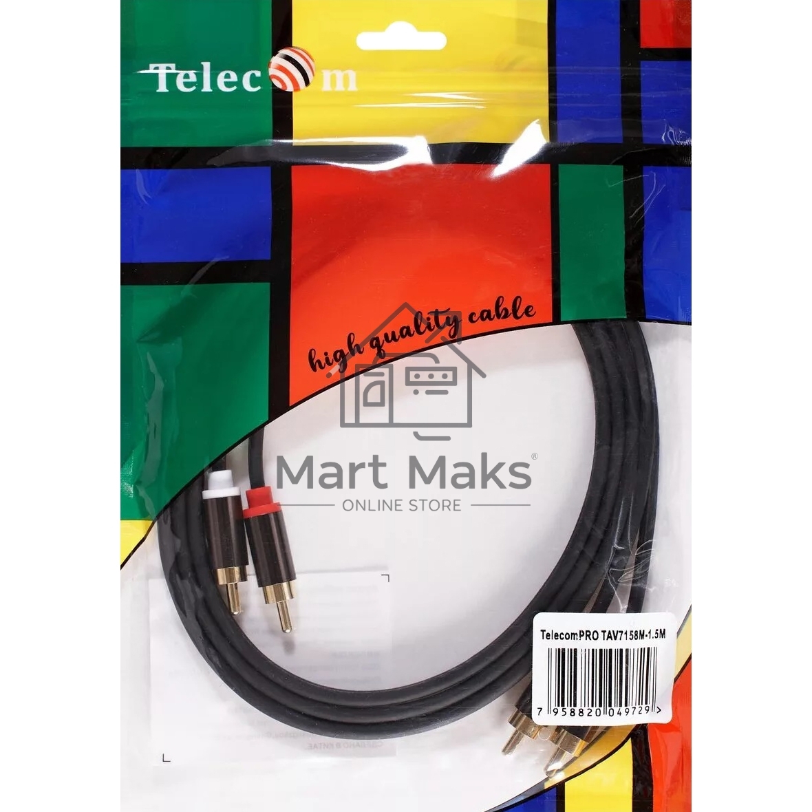 Кабель соединит 2xRCA (M) - 2xRCA (M),1.5m, TelecomPRO <TAV7158M-1.5M>