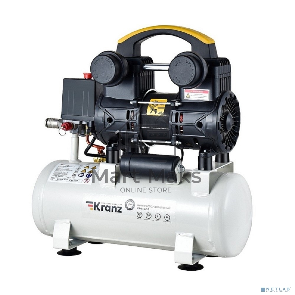 Компрессор воздушный Kranz KR-850/10, 850Вт, 140 л/мин, 10л