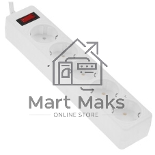 Сетевой фильтр Smartbuy SBSP-30-W One, 10А, 2 200 Вт, 5 розеток, длина 3,0 м, белый (SBSP-30-W)/45