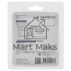 Адаптер Bluetooth Gembird, BTD-MINI5, ультратонкий корпус, v.4.0, 50 метров, до 24 Мбит/сек, USB