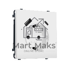 Комплект механизма электрической розетки SIGMA Белый мягкое касание 2USB A+C 20W (быст. зар.) с/з с/ш 16A-250V QUANT PRO (SP8300, PR160)