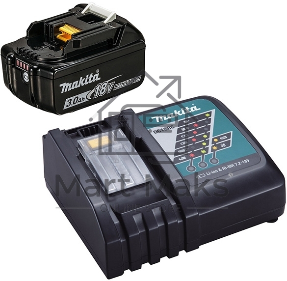 Аккумулятор Makita 191A25-2/+з\у, DC18RC-1шт(б\зар)+BL1830B-1шт,18В,3.0Ач,Li-ion,кор