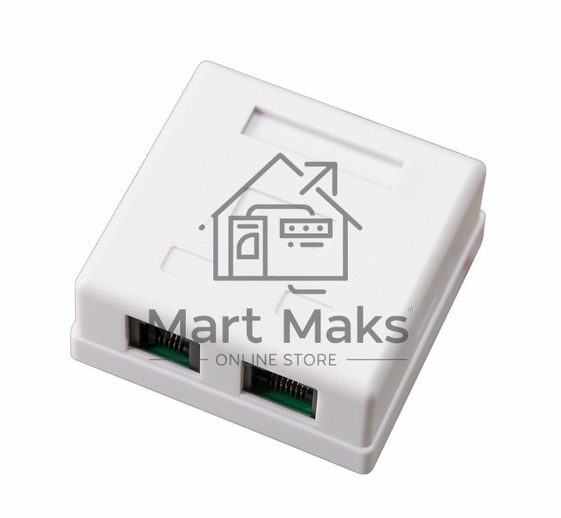 Розетка телефонная + сетевая LAN, на стену, (гнездо 8Р8С (Rj-45) + гнездо 6Р-4С (RJ-11))