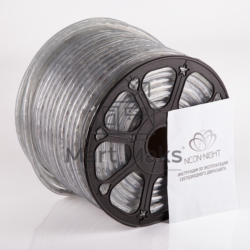 Дюралайт LED, эффект мерцания (2W) - белый, 36 LED/м, бухта 100м
