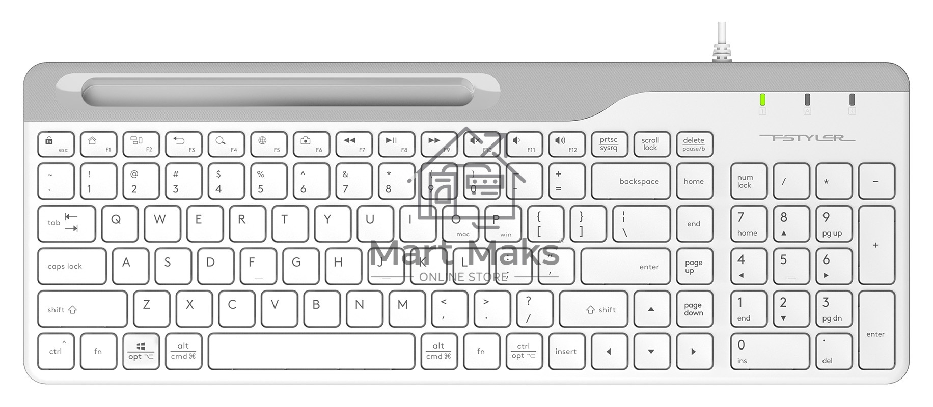 Клавиатура A4Tech Fstyler FK25 проводная, USB, белый/серый