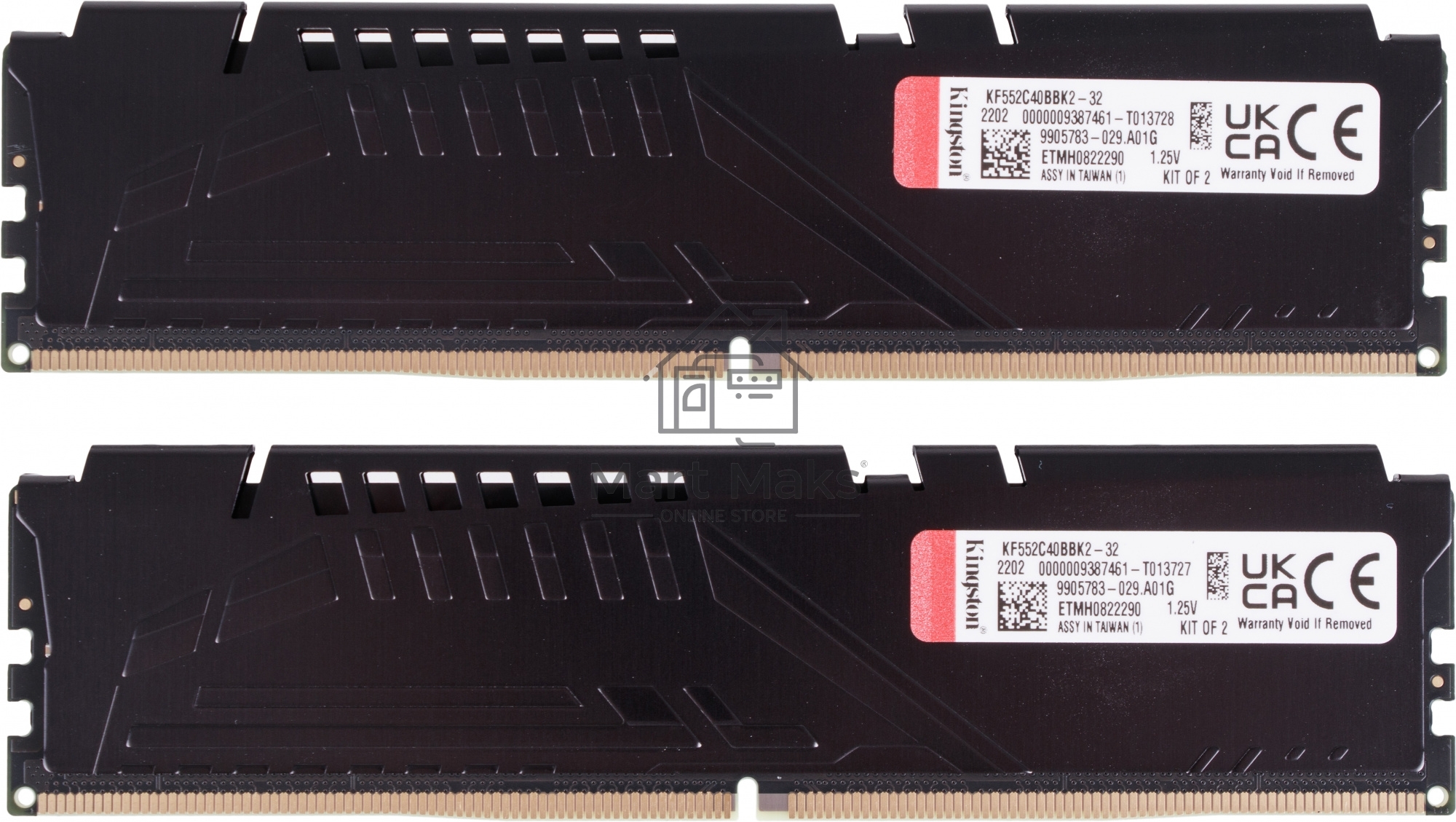 Оперативная память Kingston Fury Beast, DDR5, 32GB (2x16GB), 5200MHz, CL40, DIMM, радиатор, черный