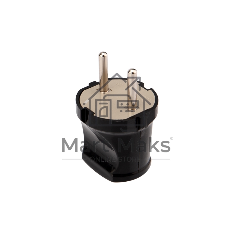 Вилка Rexant прямая без з/к 6А черная