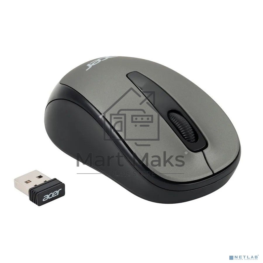 Мышь беспроводная Acer OMR134 серый, 1000 dpi, радиоканал, USB, кнопки - 3