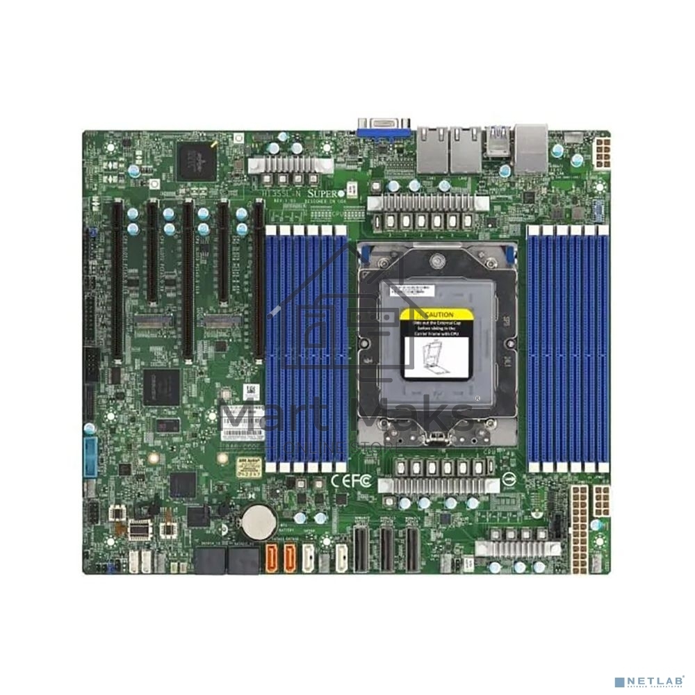 Серверная материнская плата Supermicro H13SSL-N-B, сокет SP5, чипсет встроен в процессор, 12xDDR5, 5xPCIe, 3xPCIe 5.0 x16, 2xM.2, 8xSATA, 2xGigabit Ethernet, 24-pin + 8-pin + 8-pin, ATX