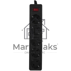 Сетевой фильтр Smartbuy SBSP-50-K One, 10А, 2 200 Вт, 5 розеток, длина 5,0 м, черный (SBSP-50-K)/35